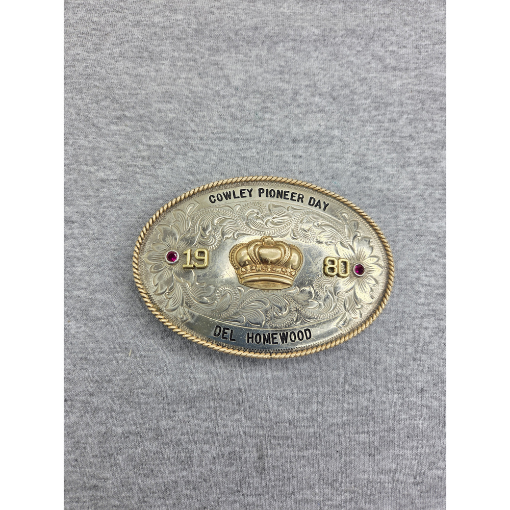 Montana Silversmiths 1980 Cowley Wyoming Pioneer Day Del Homewood Buckle